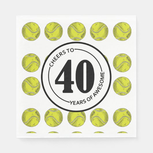 テニス40歳の誕生日テニスパーティー スタンダードランチョンナプキン (正面)
