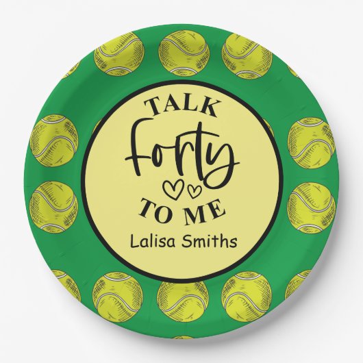 テニス40歳の誕生日紙プレート選手パーティー ペーパープレート (正面)