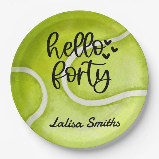 テニス40歳の誕生日紙プレート選手パーティー ペーパープレート (正面)