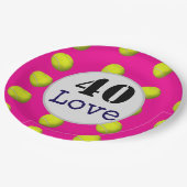 テニス40thバースデーテニスボールとナンバーラブ ペーパープレート (アングル)