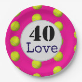 テニス40thバースデーテニスボールとナンバーラブ ペーパープレート (正面)