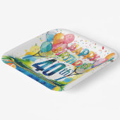 テニス40thバースデーテニスボールと数字 ペーパープレート (傾斜あり)