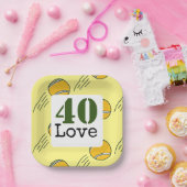 テニス40thバースデーテニスボール番号愛 ペーパープレート (パーティー)