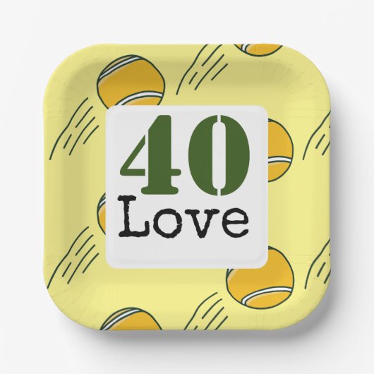 テニス40thバースデーテニスボール番号愛 ペーパープレート (正面)