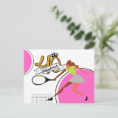 テニス40th誕生日の女性プレーヤー インビテーションポストカード (スタンド正面)