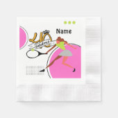 テニス40th誕生日の女性プレーヤー 縁ありカクテルナプキン (正面)