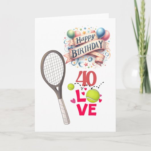 テニス40th誕生日40愛：テニスをテーマにした カード (正面)
