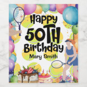 テニス50誕生日から女子プレーヤーへ ワインラベル (シングルラベル)