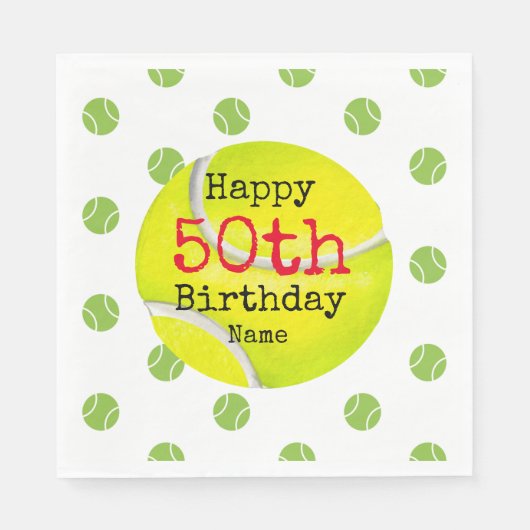 テニス50誕生日とテニスボールとナンバー スタンダードランチョンナプキン (正面)