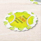 テニス50誕生日とテニスボールとナンバー ペーパーコースター (アングル)