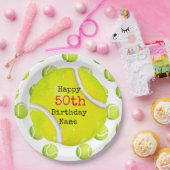 テニス50誕生日とテニスボールとナンバー ペーパープレート (パーティー)