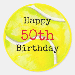 テニス50誕生日とテニスボールとナンバー ラウンドシール