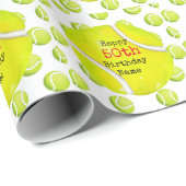 テニス50誕生日とテニスボールとナンバー ラッピングペーパー (ロールコーナー)