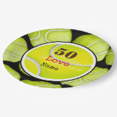 テニス50誕生日の愛と名前 ペーパープレート (アングル)