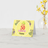 テニス50誕生日の選手のためのテニスボール カード (黄色い花)