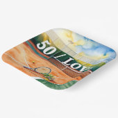 テニス50誕生日テニスボールとナンバーラブ ペーパープレート (傾斜あり)