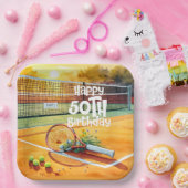 テニス50誕生日テニスボールとナンバーラブ ペーパープレート (パーティー)
