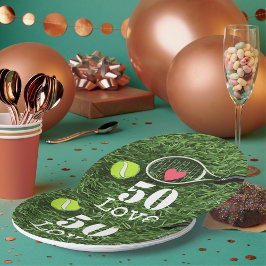 テニス50誕生日テニスボールとナンバーラブ ペーパープレート