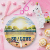 テニス50誕生日テニスボールとナンバーラブ ペーパープレート (パーティー)