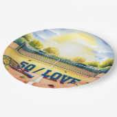 テニス50誕生日テニスボールとナンバーラブ ペーパープレート (アングル)