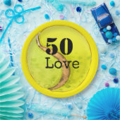 テニス50誕生日テニスボールとナンバーラブ ペーパープレート (パーティー)