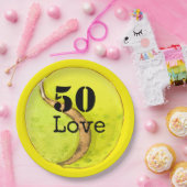 テニス50誕生日テニスボールとナンバーラブ ペーパープレート (パーティー)