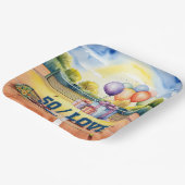 テニス50誕生日テニスボールとナンバーラブ ペーパープレート (傾斜あり)