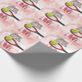 テニス50誕生日テニスボールとナンバーラブ ラッピングペーパー (角)