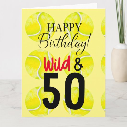 テニス50誕生日テニスボールとナンバー カード (正面)