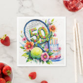 テニス50誕生日テニスボールとナンバー スタンダードランチョンナプキン (インサイチュ)