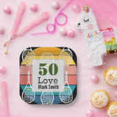 テニス50誕生日テニスボール番号愛 ペーパープレート (パーティー)