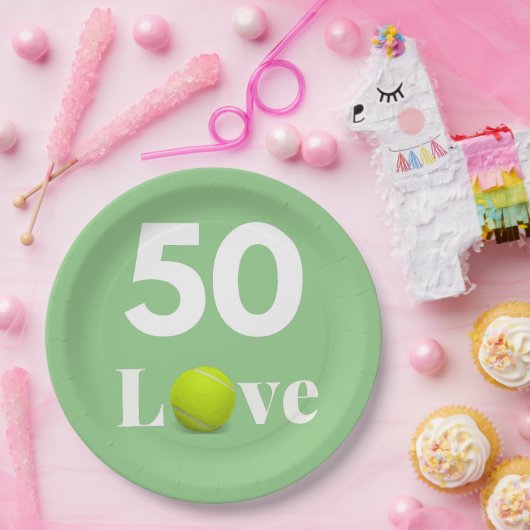 テニス50誕生日周年記念LOVE文字 ペーパープレート (パーティー)