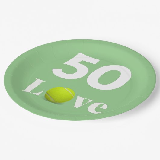 テニス50誕生日周年記念LOVE文字 ペーパープレート (アングル)