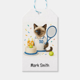 テニス50誕生日用猫好き ギフトタグ