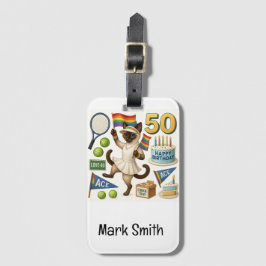 テニス50誕生日用猫好き ラゲッジタグ