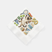 テニス50誕生日用猫好き 縁ありカクテルナプキン (角)