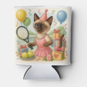 テニス50誕生日用猫好き 缶クーラー (正面)