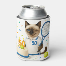テニス50誕生日用猫好き 缶クーラー