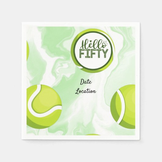 テニス50誕生日 スタンダードカクテルナプキン (正面)