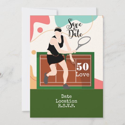 テニス50th誕生日パーティー 招待状 (正面)