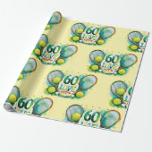 テニス60歳の誕生日とボール&ラケット ラッピングペーパー (アンロールド)