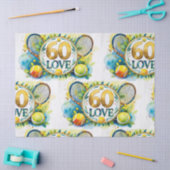 テニス60歳の誕生日とボール&ラケット 薄葉紙 (クラフト)