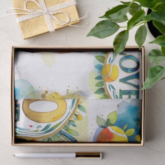 テニス60歳の誕生日とボール&ラケット 薄葉紙 (ギフト)