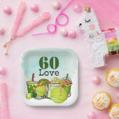 テニス60誕生日テニスボール番号愛パップ ペーパープレート (パーティー)