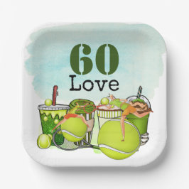 テニス60誕生日テニスボール番号愛パップ ペーパープレート