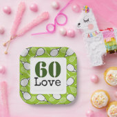 テニス60誕生日テニスボール番号愛 ペーパープレート (パーティー)