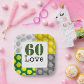 テニス60誕生日テニスボール番号愛 ペーパープレート (パーティー)