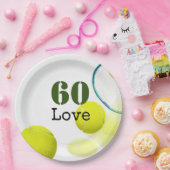 テニス60誕生日テニスボール番号愛 ペーパープレート (パーティー)