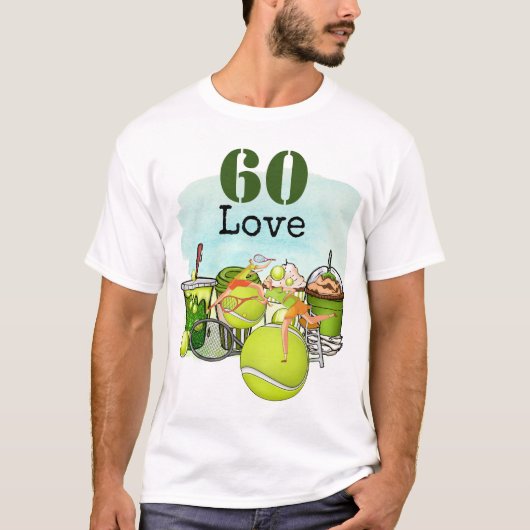テニス60誕生日テニスボール番号愛 Tシャツ (正面)