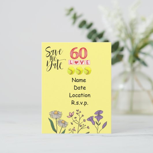 テニス60誕生日日付を保存 ポストカード (スタンド正面)